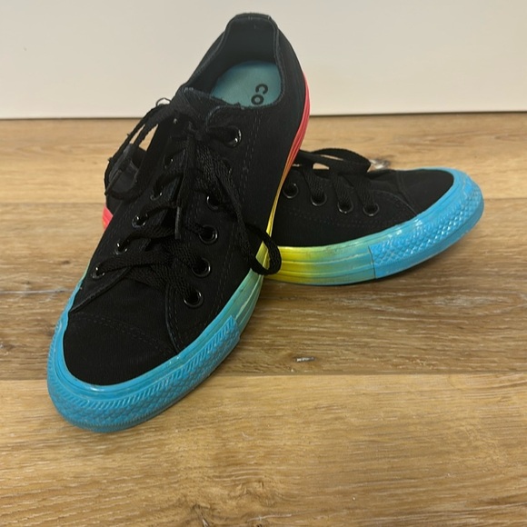 Converse Unisex Chuck Taylor All Star Black Rainbow Sneakers Shoes M 5 W7 - Picture 1 of 11